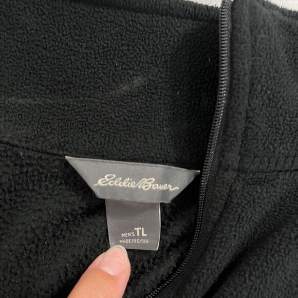 Eddie Bauer Men's Fleece 1/4 Zip Pullover Black Sweater Sz TL Large Tall - Picture 2 of 9